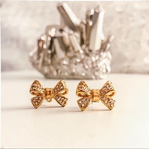 J. Crew Pave Gold Bow Earrings